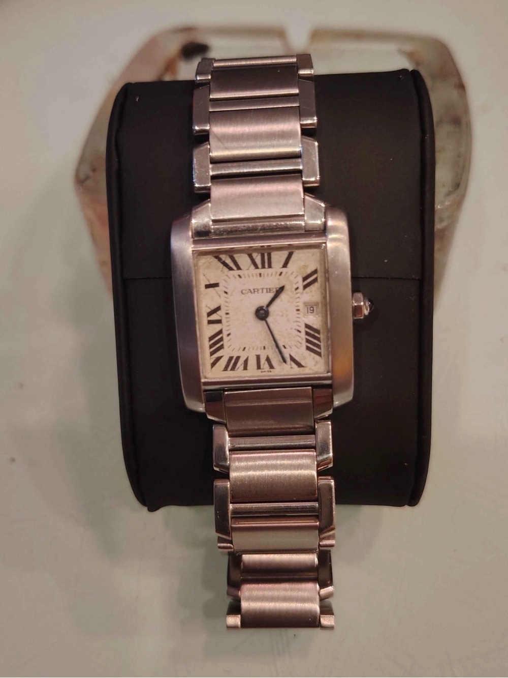 Cartier Tank Francaise Stainless Steel Watch - Silver and White Dial